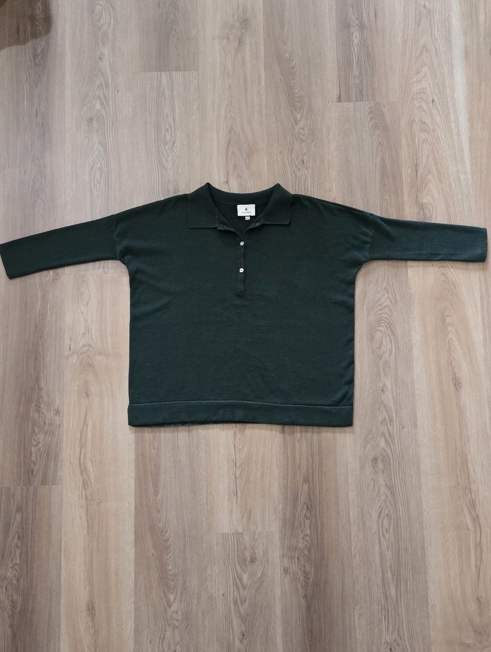 Tuckernuck Clayton Linen Blend Green Polo Sweater XS/S Minimalist Quiet Luxury